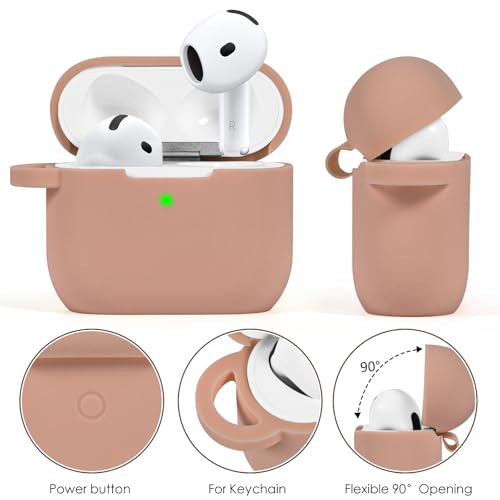 VISOOM Case for Apple Airpods 4 - VISOOM Airpods 4 Cases 2024 Cover Women Anti-Drop Silicone iPods 4 Earbuds Wireless Accessorie Charging Cases Girl Bling Keychain for Airpod iPods 4th Generation - Image 3