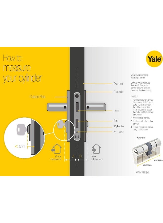 Yale 500 Series Double Euro Profile Cylinder 30+30 Bronze Antique Brass