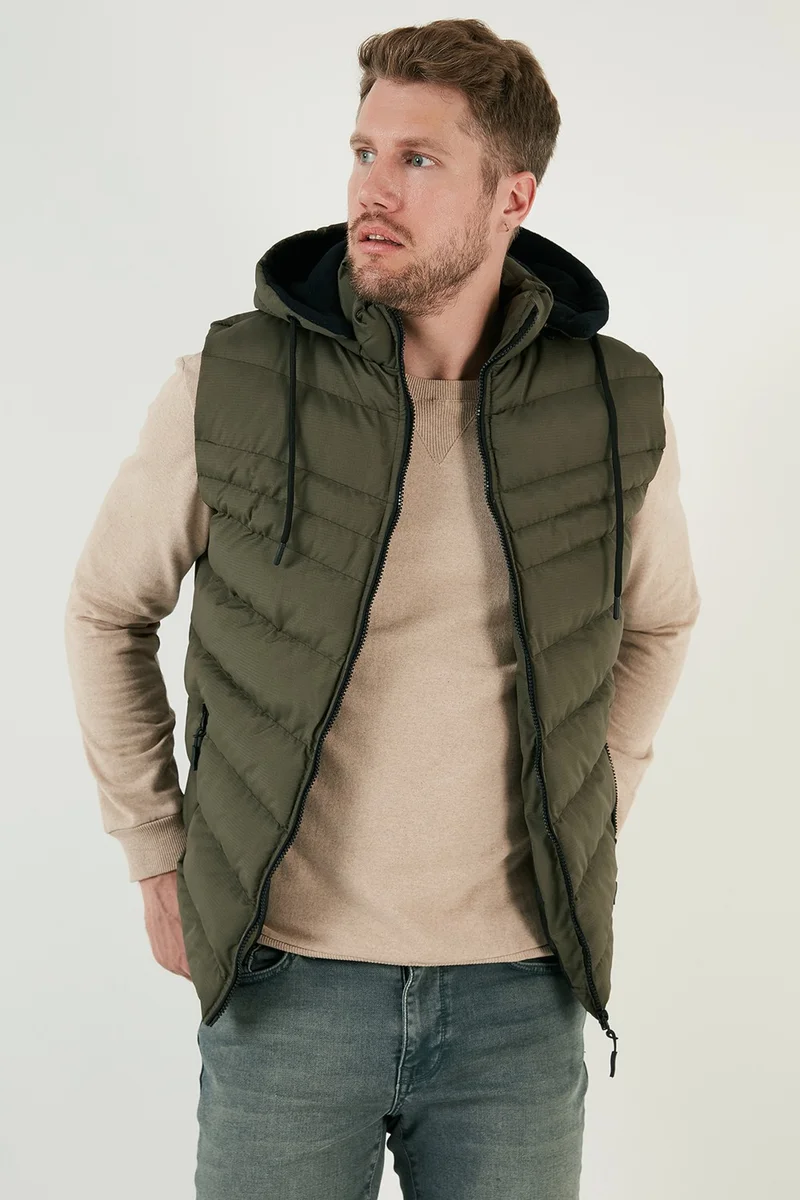 بوراتي Removable Hooded Water and Wind Resistant Slim Fit Inflatable Vest Men's Vest 649006