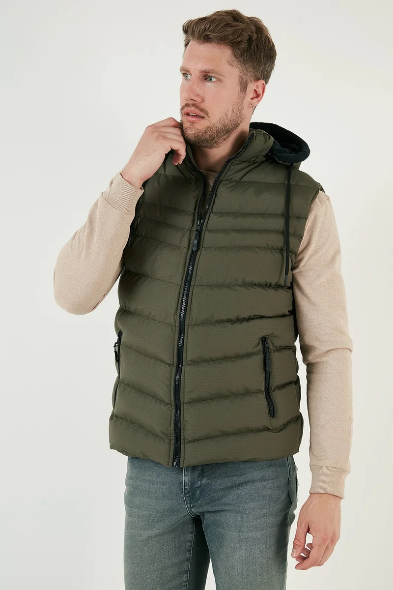 بوراتي Removable Hooded Water and Wind Resistant Slim Fit Inflatable Vest Men's Vest 649006