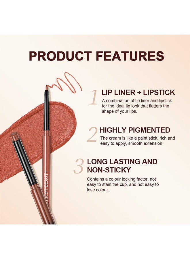QiBest 1+1 Lip Set,Lipstick Lip Liner Set Matte Non Decolorize Non Smudge Long Lasting Waterproof Nude Color Lip Liner Stage Makeup - #08 - Image 4