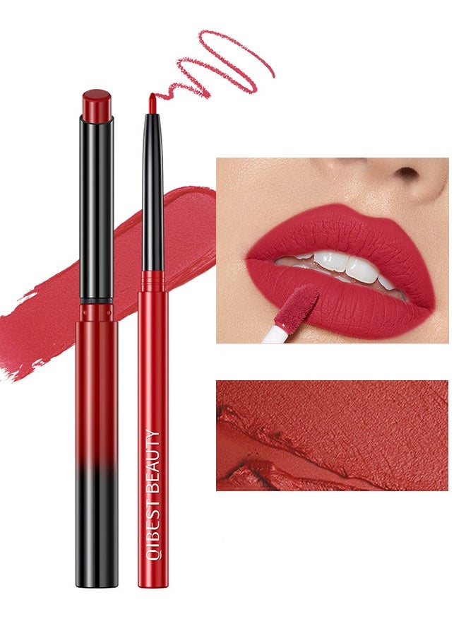 QiBest 1+1 Lip Set,Lipstick Lip Liner Set Matte Non Decolorize Non Smudge Long Lasting Waterproof Nude Color Lip Liner Stage Makeup - #08 - Image 1