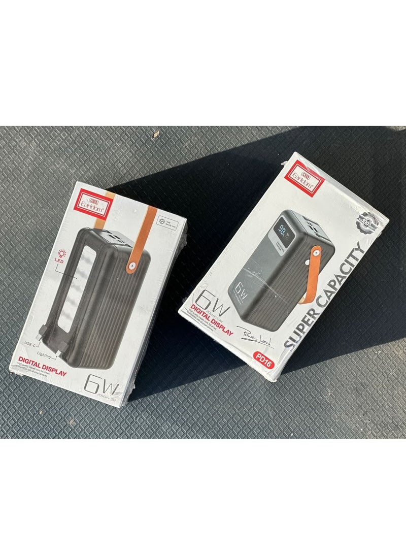 Earldom بنك الطاقة PD16 بسعة 60000mAh مع شاشة رقمية وأضواء LED – شاحن محمول عالي السعة مع 2 منفذ USB و 2 منفذ Type-C – شحن سريع للهواتف والأجهزة اللوحية وأجهزة الكمبيوتر المحمولة والمزيد – حل طاقة موثوق ومضغوط للسفر والاستخدام اليومي - Image 2