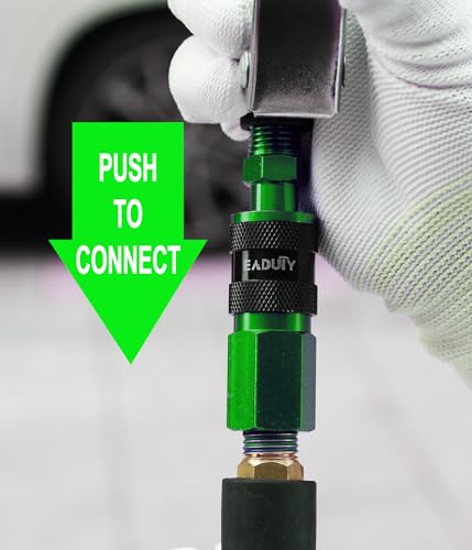EADUTY Heavy Duty Polyurethane Recoil Air Hose 1/4 in x 25 ft, Lightweight, Flexible Compressor Hose with Universal Quick Coupler, Plug and Bend Restrictors, Green - Image 4