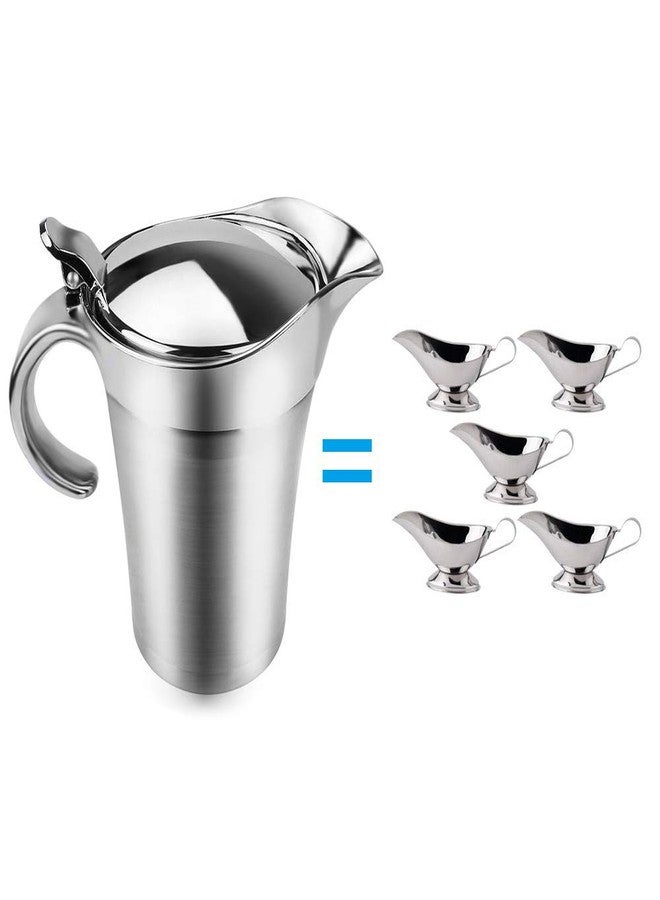 ShineMe Stainless Steel Gravy Boat Sauce Jug with Lid, 26oz Double Wall Insulated, Storage for Gravy or Cream, Used at Home & Kitchen - Image 2