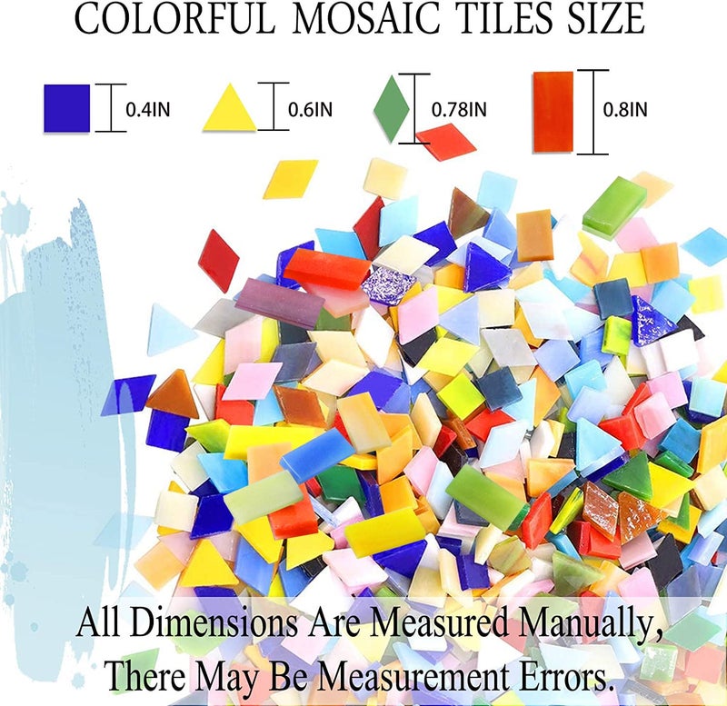 Csdtylh 1100 Pcs Mosaic Tiles, Glass Mosaic Tiles for Crafts Bulk, Stained Mosaic Glass Pieces, Mosaic Supplies for Home Decoration, Art Crafts, DIY Projects, Opaque (Mixed Shape) - Image 2