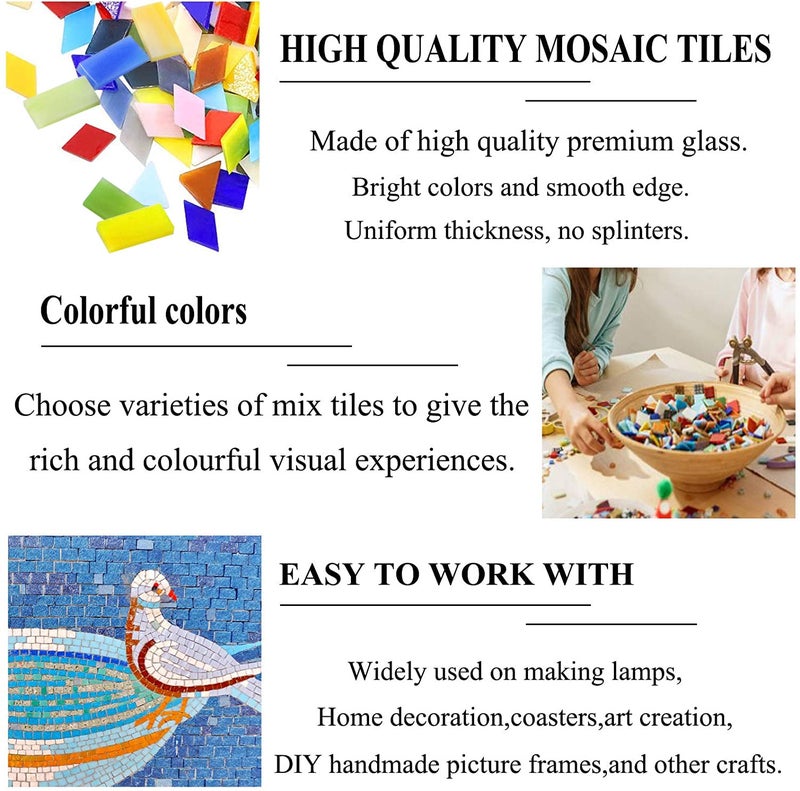 Csdtylh 1100 Pcs Mosaic Tiles, Glass Mosaic Tiles for Crafts Bulk, Stained Mosaic Glass Pieces, Mosaic Supplies for Home Decoration, Art Crafts, DIY Projects, Opaque (Mixed Shape) - Image 4