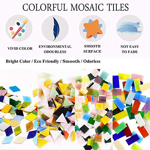 Csdtylh 1100 Pcs Mosaic Tiles, Glass Mosaic Tiles for Crafts Bulk, Stained Mosaic Glass Pieces, Mosaic Supplies for Home Decoration, Art Crafts, DIY Projects, Opaque (Mixed Shape) - Image 3