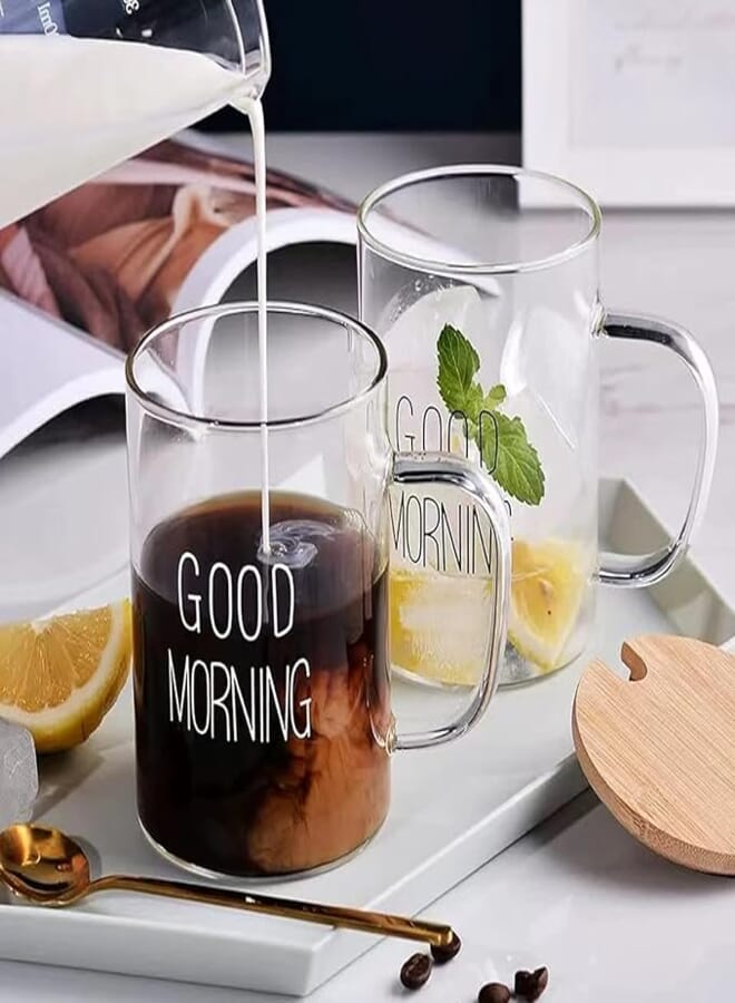 Spaceshoop Special Offer Premium Thermal Glass Mug (Morning Al Khair) Multi Use Handle - 450ml