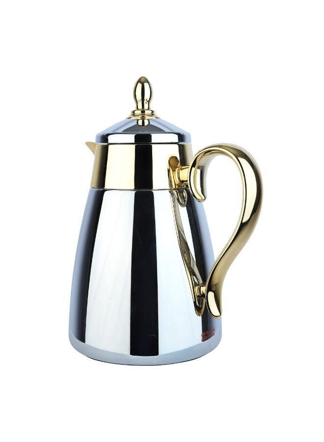 Alsaif Shahd Hospitality Thermos 650 ml, Stainless Steel Body, Glass Inner Insulation – Chrome × Gold - Image 3