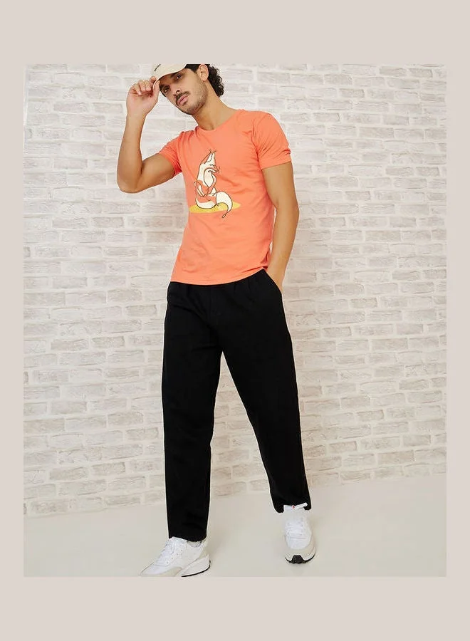 Styli  Pack of 2 - Graphic Print Regular Fit T-shirt for Men | Best Price UAE