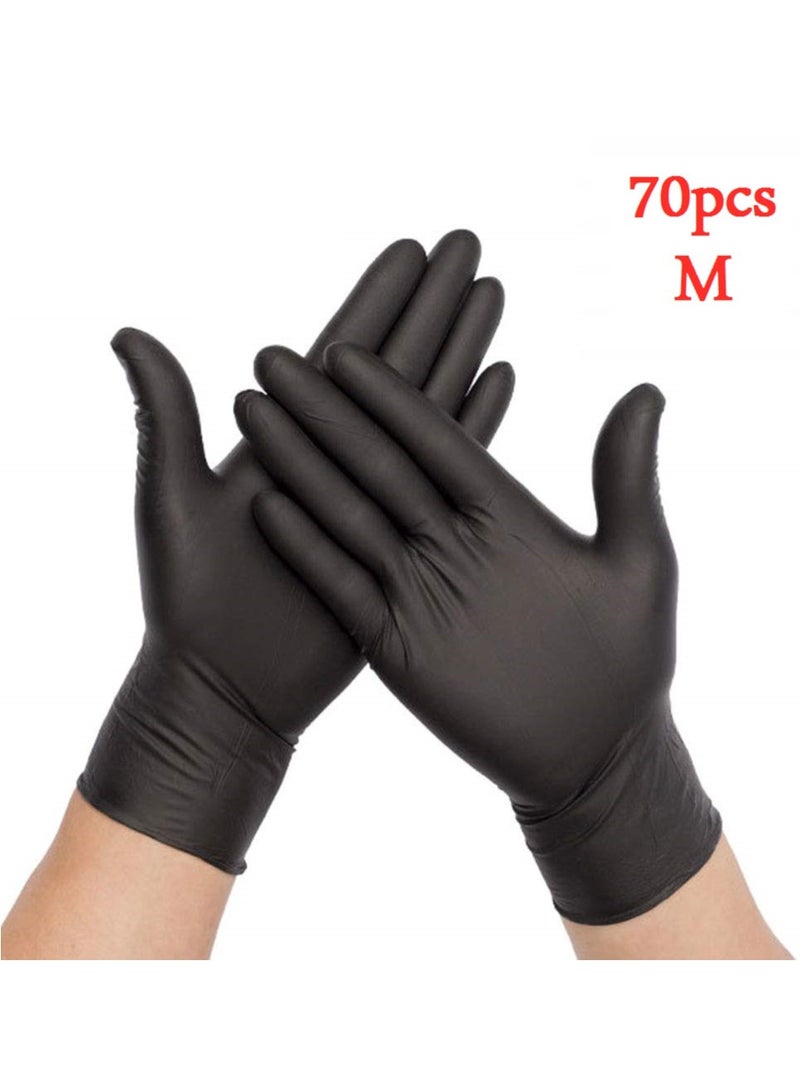 Black Disposable Vinyl Powder Free Gloves For Multi Purpose Uses Medium Size 70 Pcs - Image 1