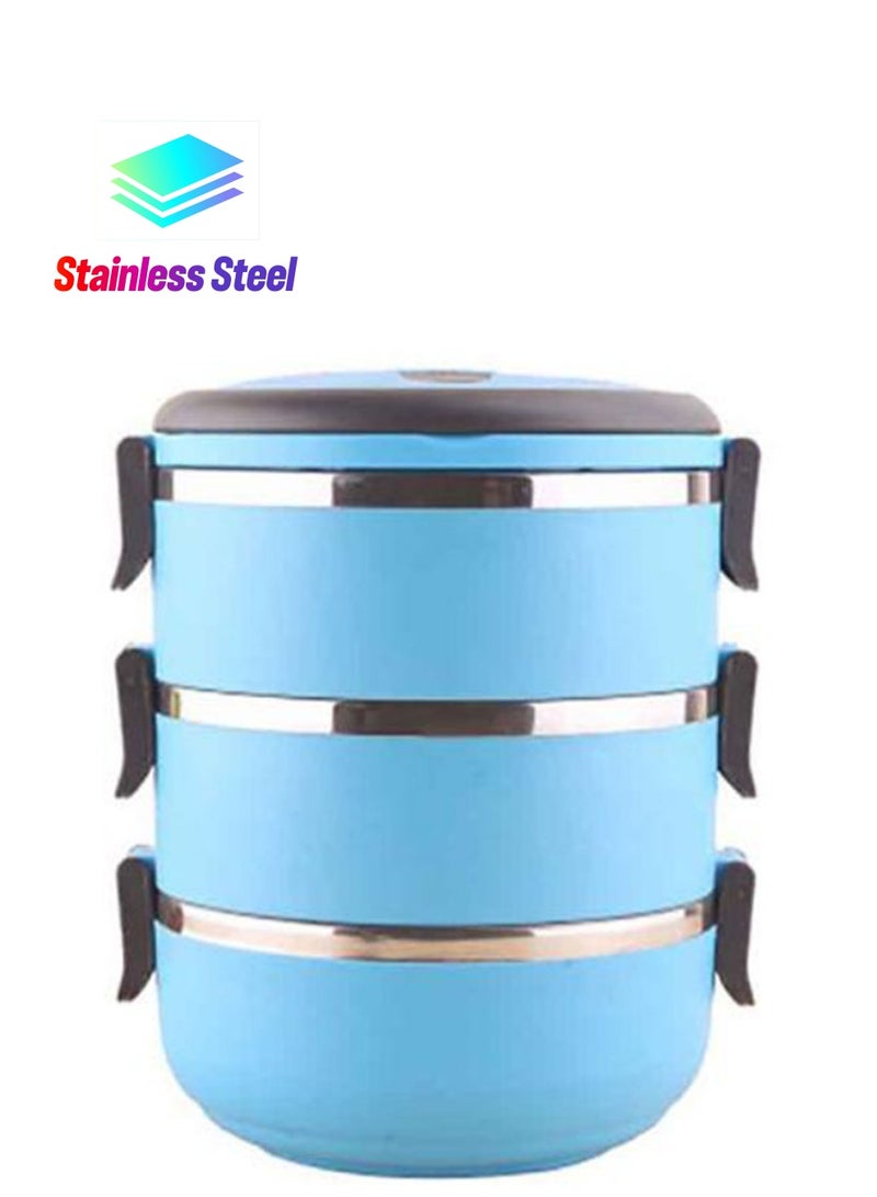 NIBEMINENT 3-Layer Stainless Steel Insulated Container Blue/Black/Silver 