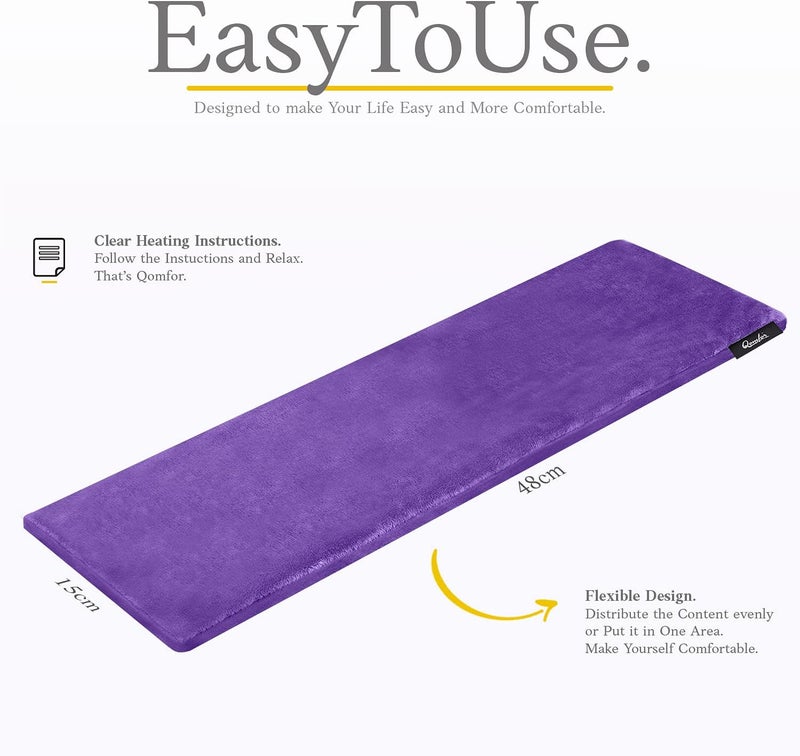 Qomfor Microwave Heating Pad - Large Microwave Heating Pocket - Soft Fleece Bag Filled with Wheat and Lavender for Pain Relief - Neck, Shoulders and Back - Reusable - Purple - Image 3