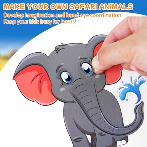 Aowplc 48 Make A Safari Animal Sticker Sheets - Jungle & Zoo Party Favors Supplies - Fun Craft Activities for Kids Ages 3+ - Image 4