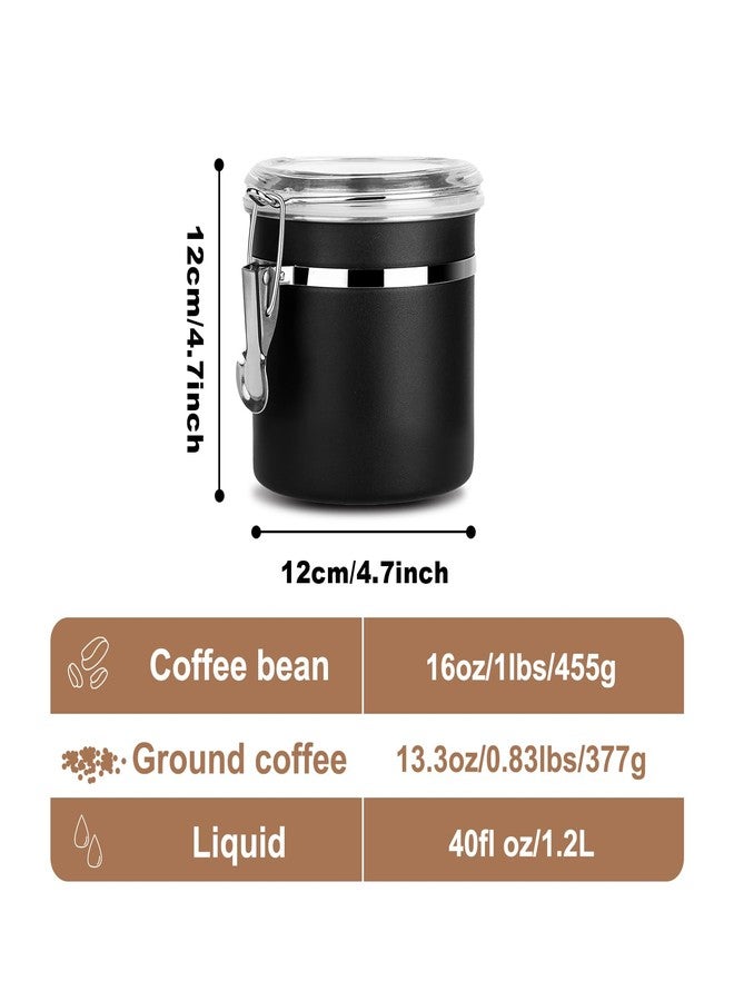 Walktosun Coffee Canister with Airtight Lids, Large Coffee Container for Ground Coffee 1.8L/62 floz Stainless Steel Coffee Storage Container Jar for Coffee Bean, tea, Flour, Sugar (1.2L Dark Black) - Image 2