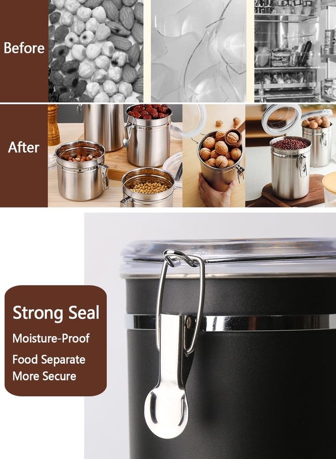 Walktosun Coffee Canister with Airtight Lids, Large Coffee Container for Ground Coffee 1.8L/62 floz Stainless Steel Coffee Storage Container Jar for Coffee Bean, tea, Flour, Sugar (1.2L Dark Black) - Image 5