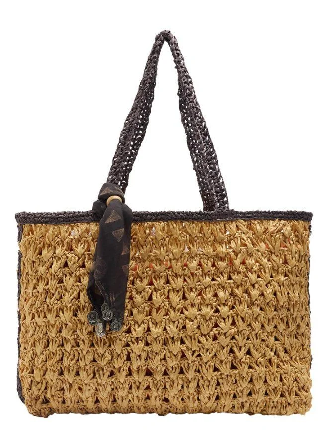 PARFOIS Shopper Bag With Braided Straw Effect