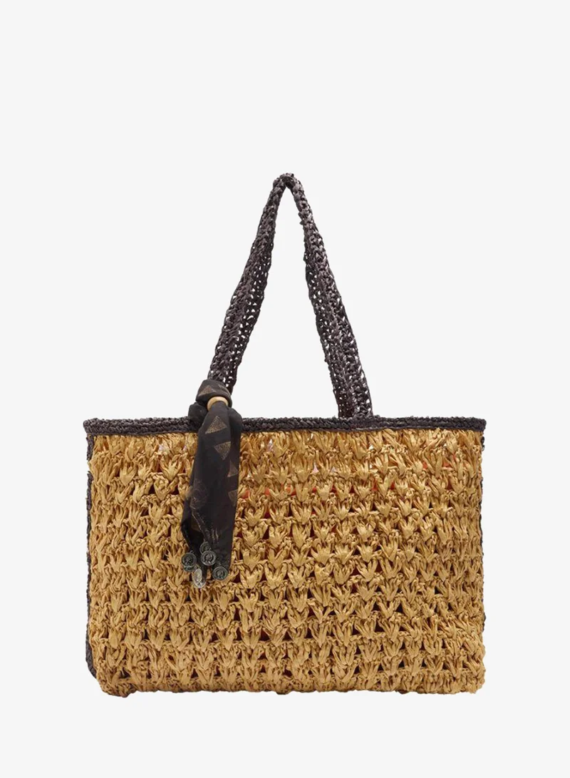 PARFOIS Shopper Bag With Braided Straw Effect