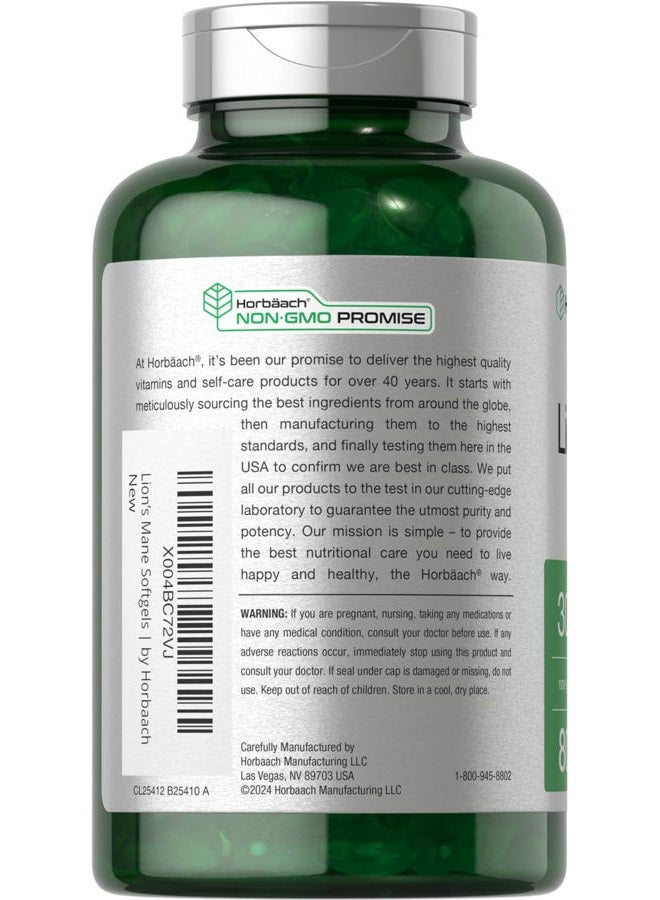 Horbäach Lions Mane Supplement | 80 Absorbable Softgels | Non-GMO & Gluten Free Extract - Image 3
