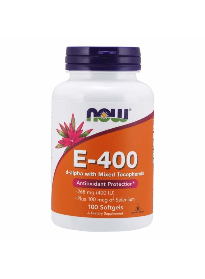 Now Foods E-400 Mixed Tocopherols & Selenium Softgels 100'S - Image 1