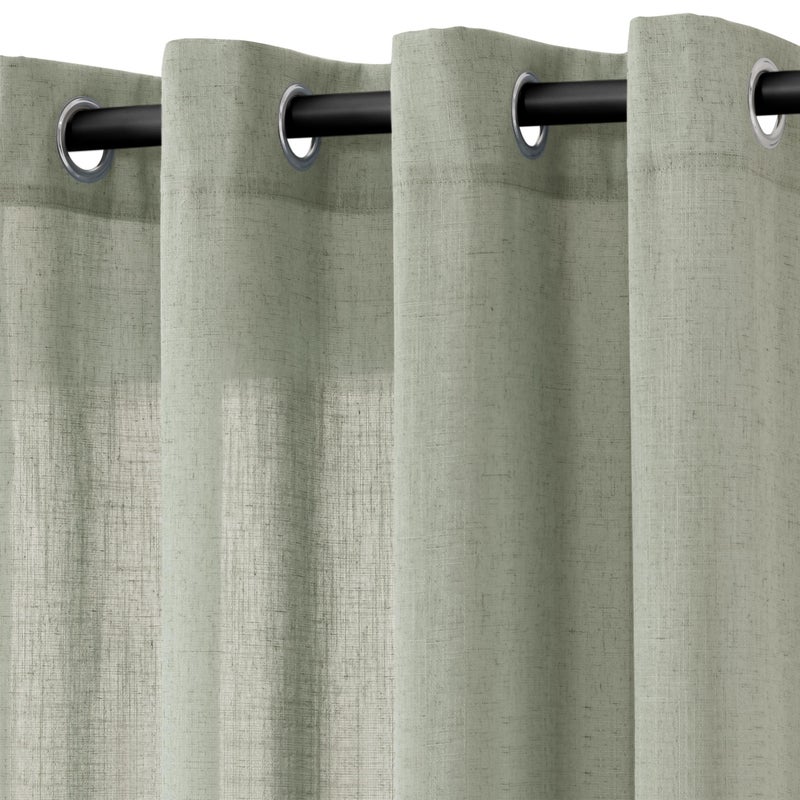 Jowels Green Linen Semi Semi Stretains 120 بوصة الطول لغرفة المعيشة 2 لوحة Grommet Drape Spring Boho Decor Filtering Sage Green Stertains 120 Intings لغرفة الطعام المعيشة 10 أقدام - Image 1