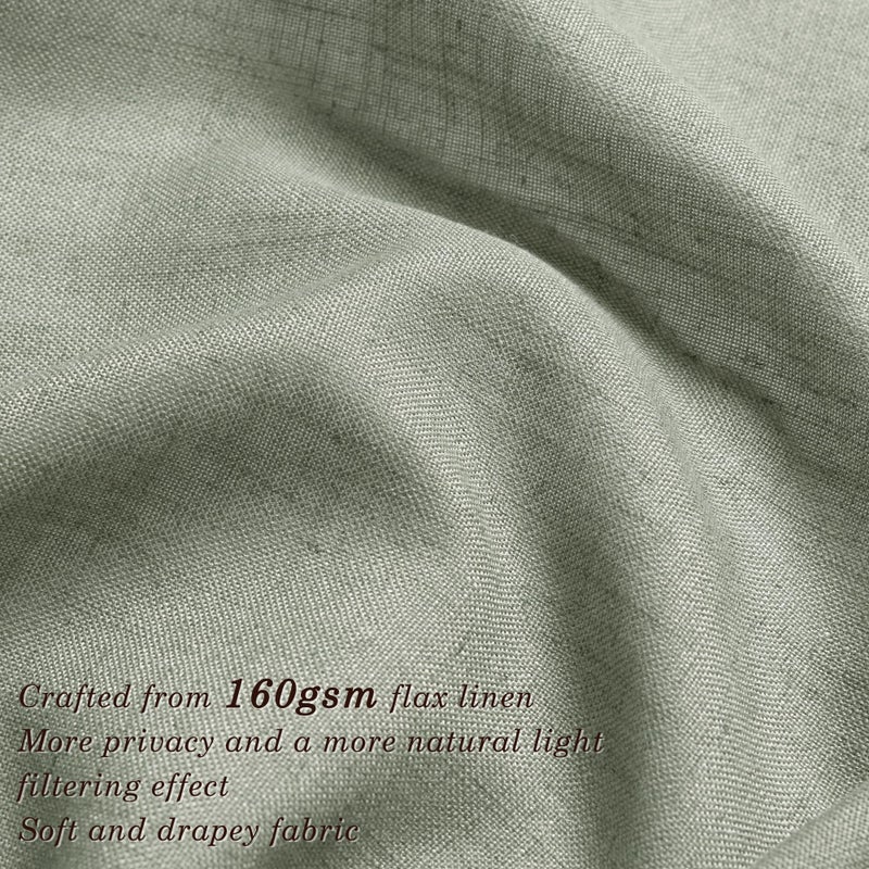 Jowels Green Linen Semi Semi Stretains 120 بوصة الطول لغرفة المعيشة 2 لوحة Grommet Drape Spring Boho Decor Filtering Sage Green Stertains 120 Intings لغرفة الطعام المعيشة 10 أقدام - Image 3