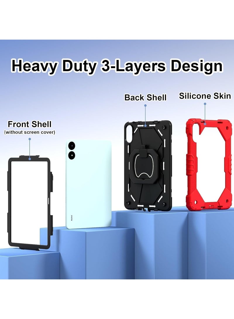 general Case Compatible with Xiaomi Redmi Pad Pro 12.1 inch Case, Full-Body Rugged Shockproof Protective Shell, 360° Swivel Stand Handle Cover with Shoulder Strap - Image 3