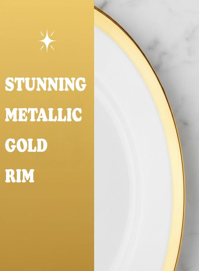 Blue Sky Organic Tray Gold Rim (2 ct) - 14" Round White Plastic Disposable Serveware with Elegant Gold Trim - Perfect for Parties and Events - Image 2
