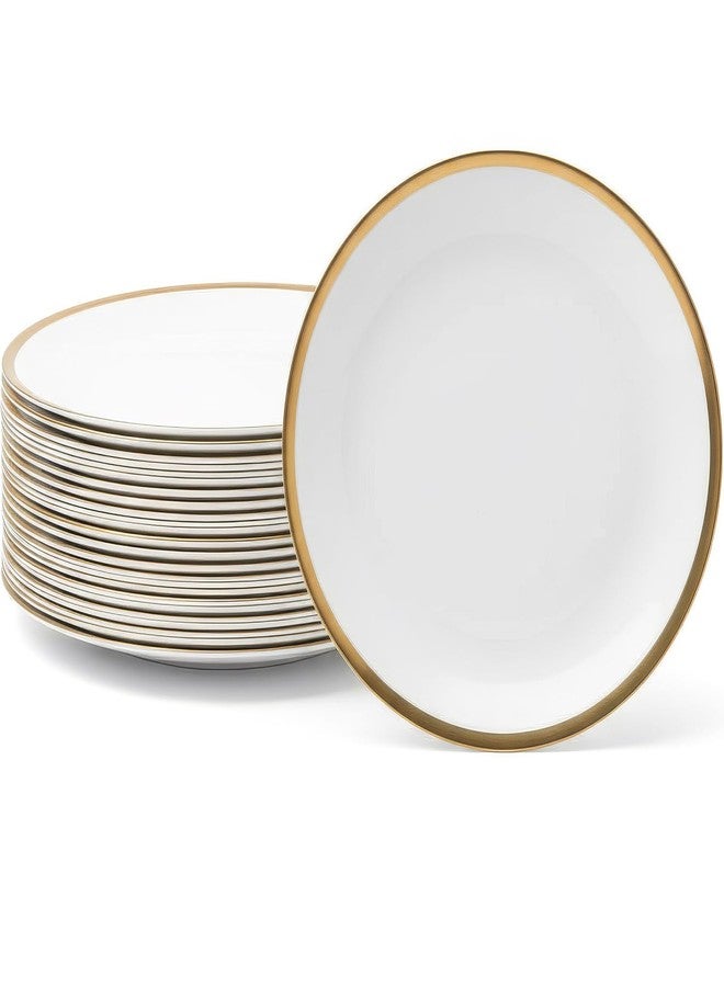 Blue Sky Organic Tray Gold Rim (2 ct) - 14" Round White Plastic Disposable Serveware with Elegant Gold Trim - Perfect for Parties and Events - Image 1