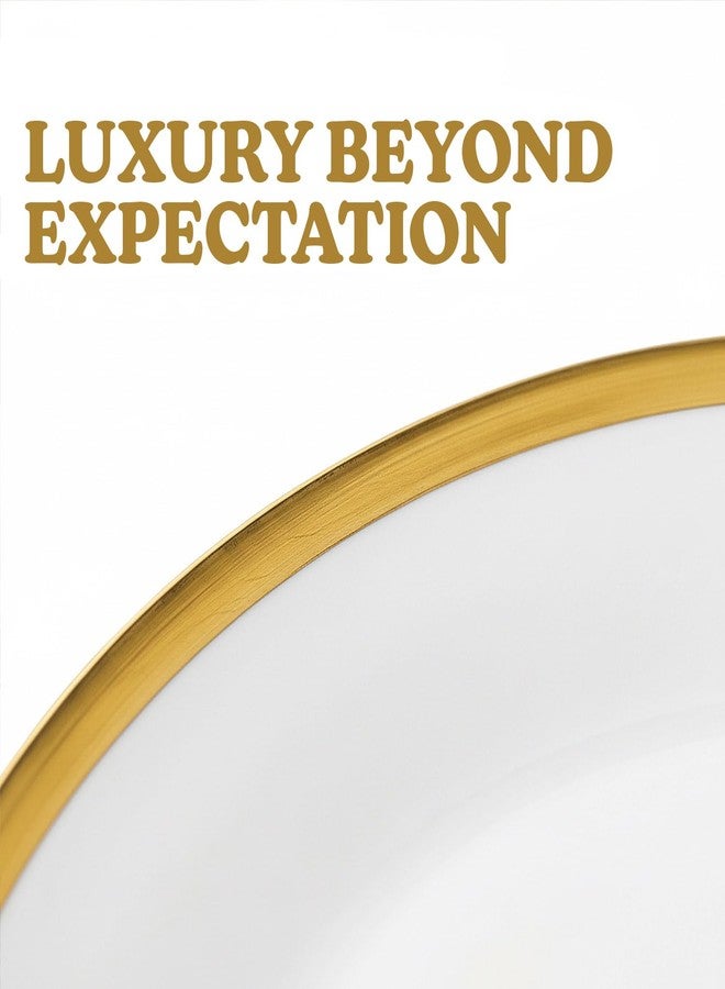 Blue Sky Organic Tray Gold Rim (2 ct) - 14" Round White Plastic Disposable Serveware with Elegant Gold Trim - Perfect for Parties and Events - Image 3