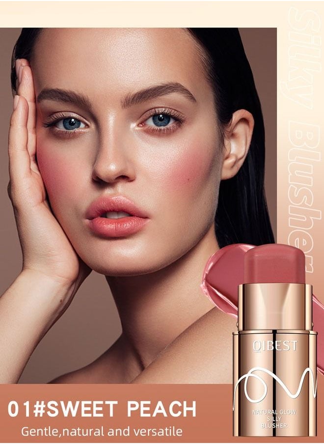 QiBest - Highlighting Color Silky Powder Blusher Stick Natural Glow Silly Blusher Light and Soft Feeling The Apply On Your Face #01 - Image 1