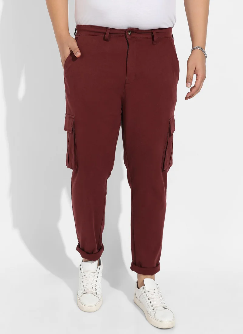 Instafab Plus Instafab Plus Men's Maroon Cargo Trousers