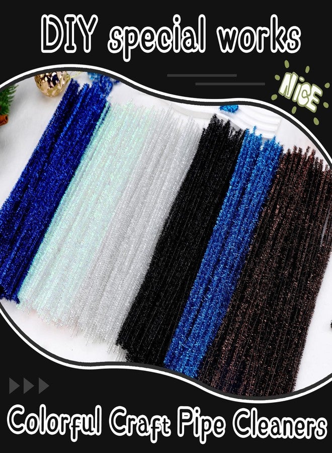 Hssugi Pipe Cleaners Black, 100PCS Pipe Cleaners Craft Supplies, Glitter Black Chenille Stems Pipe Cleaners for Hair Fuzzy Sticks for DIY Art and Craft Projects Home Christmas Decoration - Image 5