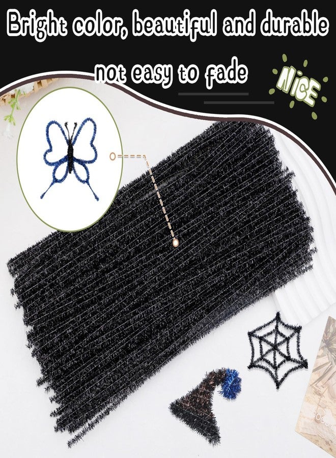 Hssugi Pipe Cleaners Black, 100PCS Pipe Cleaners Craft Supplies, Glitter Black Chenille Stems Pipe Cleaners for Hair Fuzzy Sticks for DIY Art and Craft Projects Home Christmas Decoration - Image 4