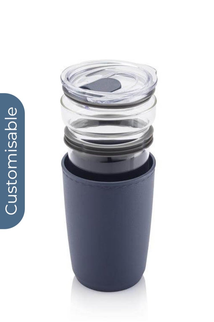 Hans Larsen Personalised Premium Glass Tumbler with Recycled Protective Sleeve - Blue - Image 3