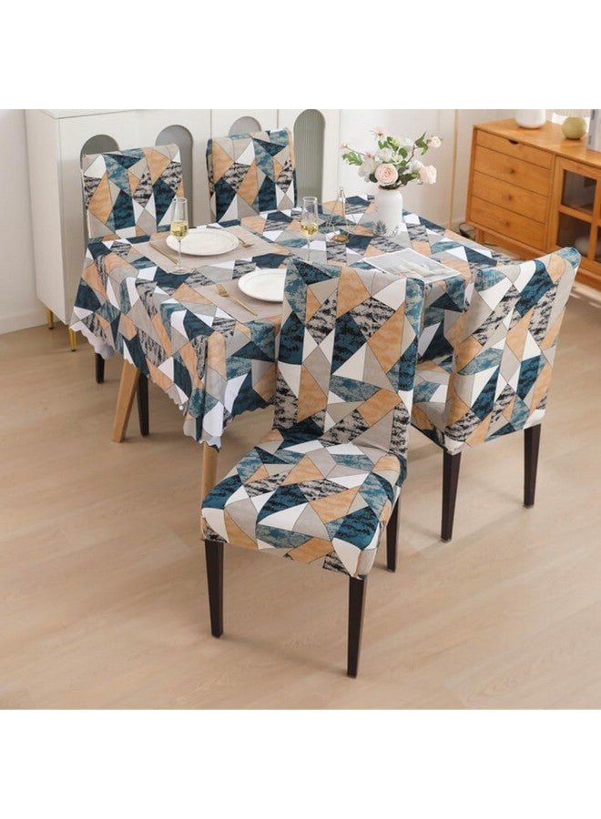 Styleys غطاء كرسي طعام ستايلز مع أغطية طاولات لمطبخ مقاوم للماء (1 غطاء طاولة + 4 أغطية كراسي، تصميم أنتيك بريزم، CTSD3148) - Image 2