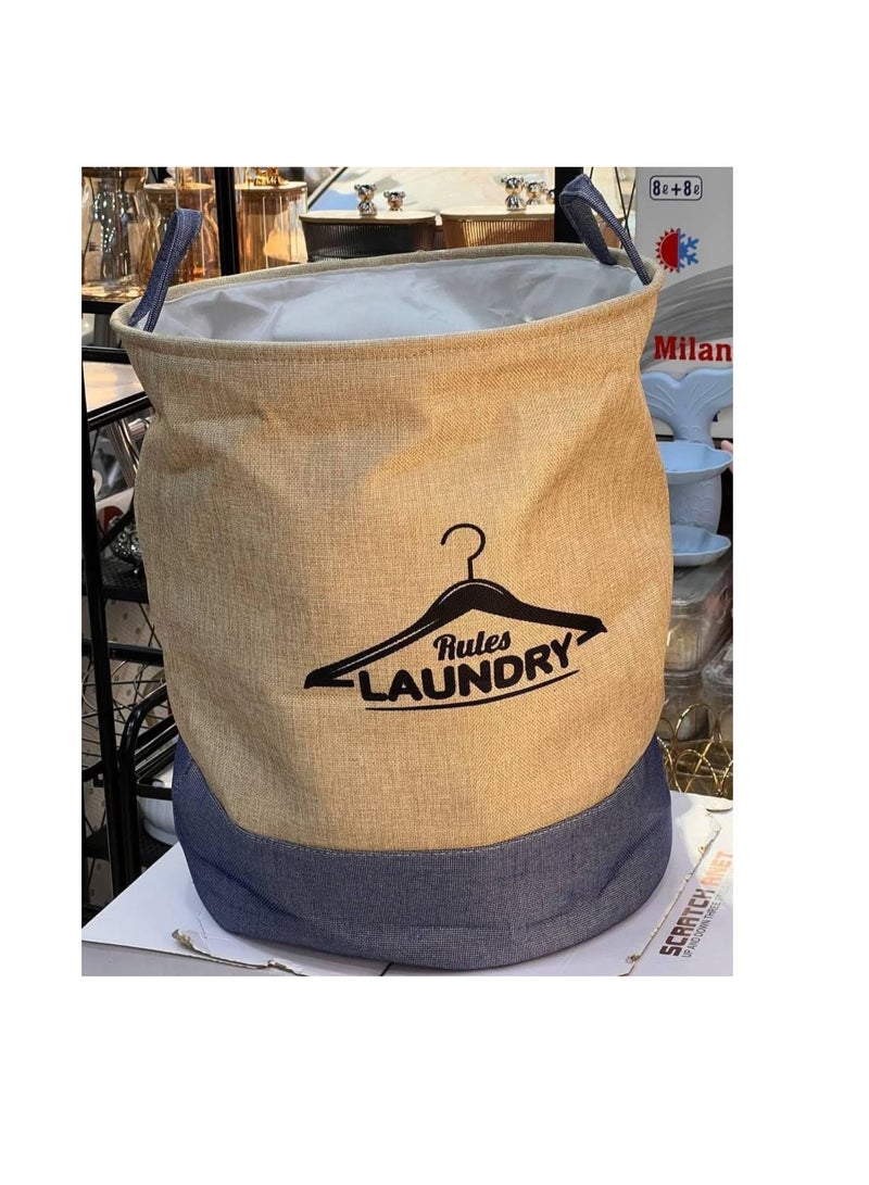 Storage basket, a basket made of wool in jeans for storing underwear, socks and children's toys. Linen material and a sturdy handle. Large size 45*35 cm. - Image 1