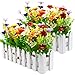 XONOR Artificial Flower Plants - Mixed Color Daisies in Picket Fence Pot for Indoor Office Wedding Home Decor, 2 Sets - Image 2