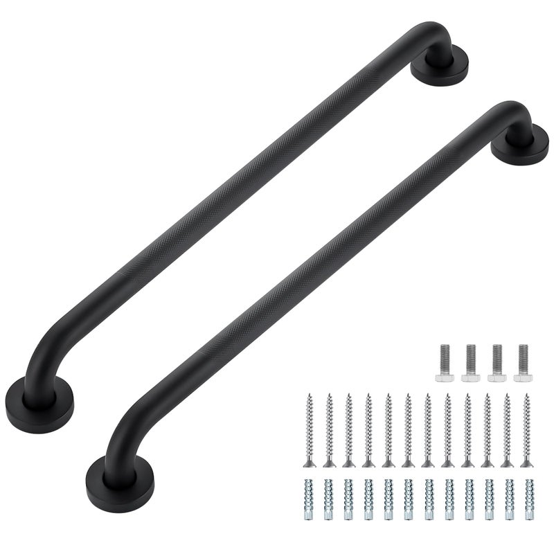 Ravinte Hardware Grab Bars for Shower 2 Pack 24Inch Anti Slip Shower Handles for Elderly Safety Shower Grab Bar Stainless Steel Handicap Grab Bars for Bathroom Black 1 Diameter - Image 2