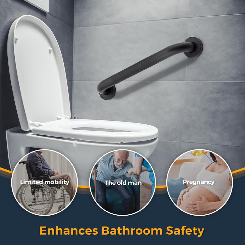 Ravinte Hardware Grab Bars for Shower 2 Pack 24Inch Anti Slip Shower Handles for Elderly Safety Shower Grab Bar Stainless Steel Handicap Grab Bars for Bathroom Black 1 Diameter - Image 3