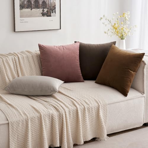 MIULEE Pack of 2 Velvet Pillow Covers Decorative Square Pillowcase Soft Solid Cushion Case for Spring Sofa Bedroom Car 12x12 Inch Jam - Image 5