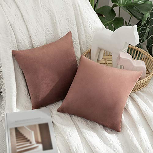 MIULEE Pack of 2 Velvet Pillow Covers Decorative Square Pillowcase Soft Solid Cushion Case for Spring Sofa Bedroom Car 12x12 Inch Jam - Image 1