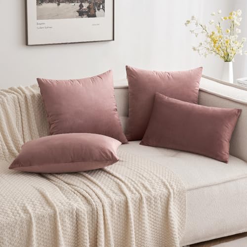 MIULEE Pack of 2 Velvet Pillow Covers Decorative Square Pillowcase Soft Solid Cushion Case for Spring Sofa Bedroom Car 12x12 Inch Jam - Image 4