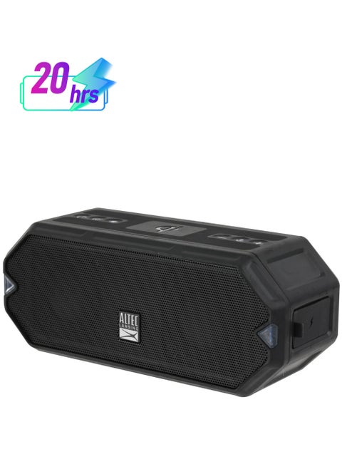 Hydra Blast Wireless Portable Bluetooth Speaker, IP67,100 Foot Wireless Range, USB C Rechargeable Outdoor Speakers with Qi Charging, LED Lights, 20 Hour Playtime, Black