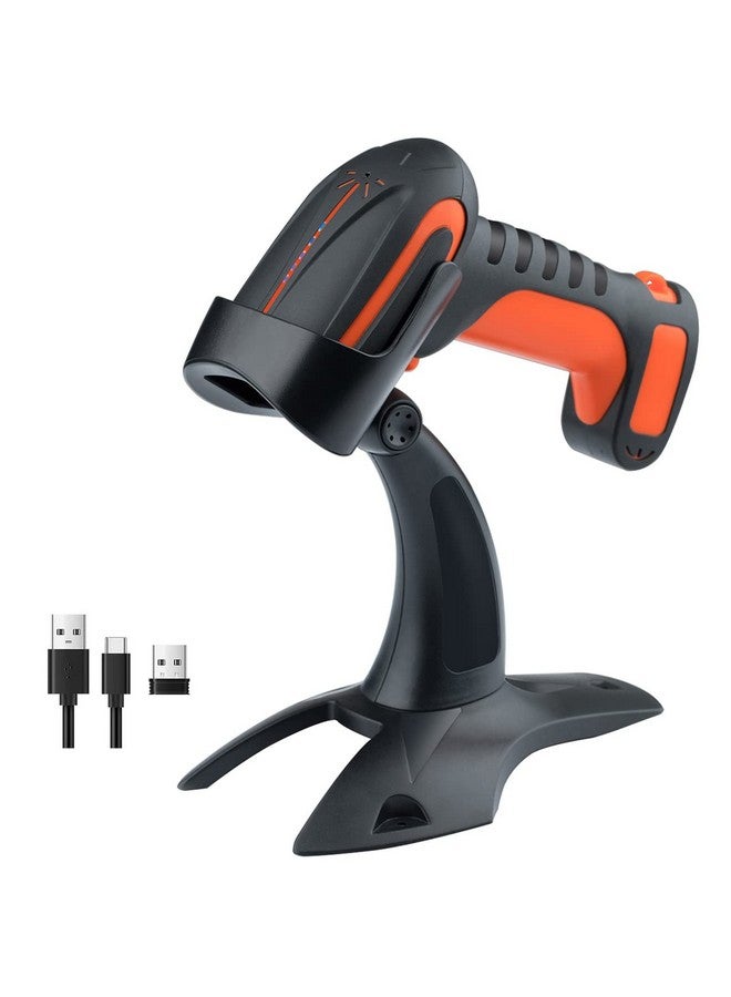 Pro (Extreme Performance) Industrial Wireless Barcode Scanner 2D Qr 1D Bar Code Reader 2.4G Wireless 2500Mah Compatible With Bluetooth Drop Resistant For Windows Mac Android Ios Model 8100 Orange