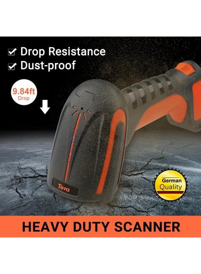 Tera Pro (Extreme Performance) Industrial Wireless Barcode Scanner 2D Qr 1D Bar Code Reader 2.4G Wireless 2500Mah Compatible With Bluetooth Drop Resistant For Windows Mac Android Ios Model 8100 Orange  - Image 2