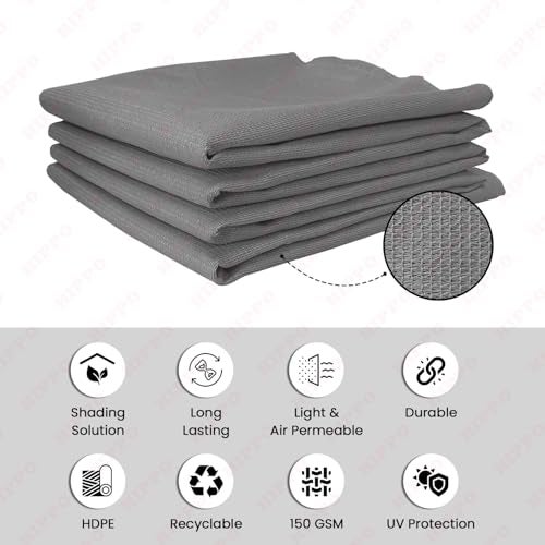 HIPPO Shade Net HDPE Fabric - Provides 85% Sun Blockage & UV Protection - Ideal for Garden, Farming, Agricultural Lands Pack of 1 pc (Grey, 3MTX10MT) - Image 3