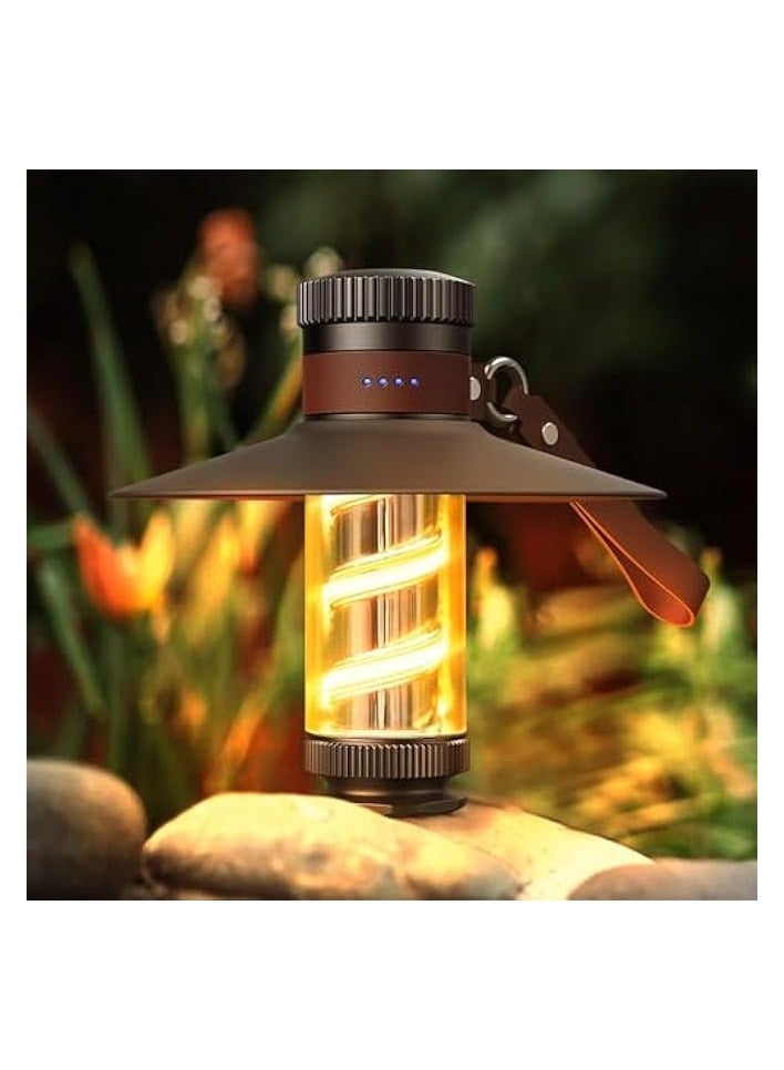 erorex LED Camping Lantern Light, Rechargeable Retro Warm Camp Light, Emergency Outdoor Camping Lamp Flashlights, Portable Waterpoor Outdoor Hanging Tent Bulb, 4 Modes - Image 1