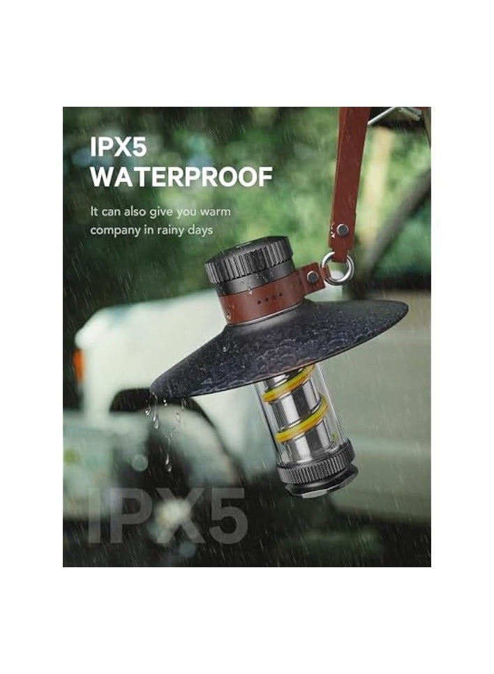 erorex LED Camping Lantern Light, Rechargeable Retro Warm Camp Light, Emergency Outdoor Camping Lamp Flashlights, Portable Waterpoor Outdoor Hanging Tent Bulb, 4 Modes - Image 5